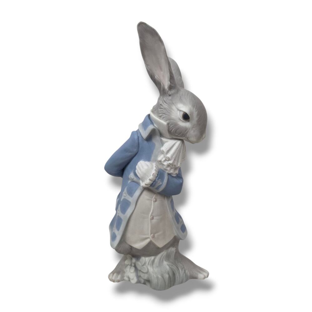 NAO by LLadro Victorian Bunny Gentleman Matte Blue Coat 9" Peter Rabbit Figurine